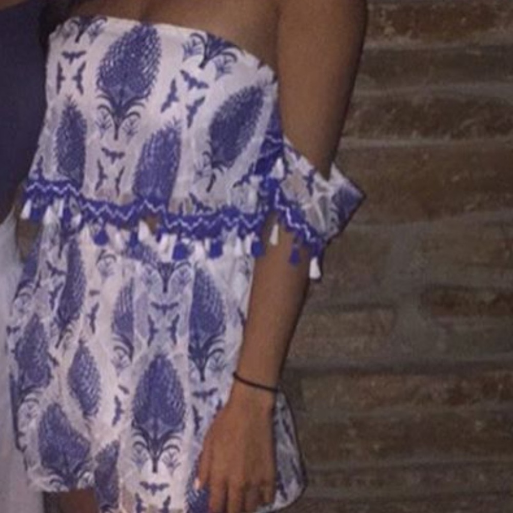 Blue and white two piece matching set